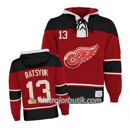Män Ishockey Detroit Red Wings Pavel Datsyuk 13 Röd Sawyer Hooded Sweatshirt